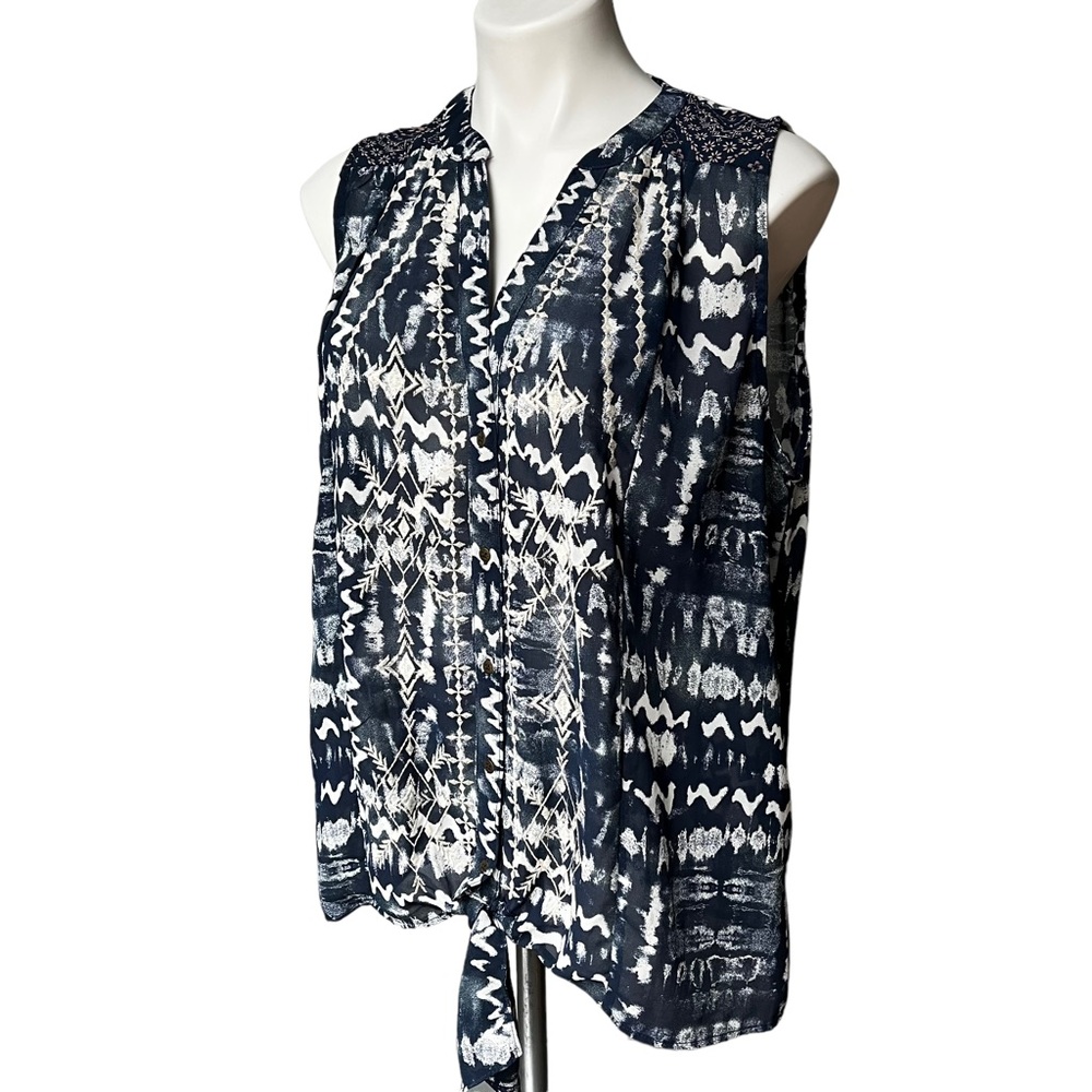 Artesia V-Neck Sleeveless Tie Front Top, Sz L - Picture 3 of 12